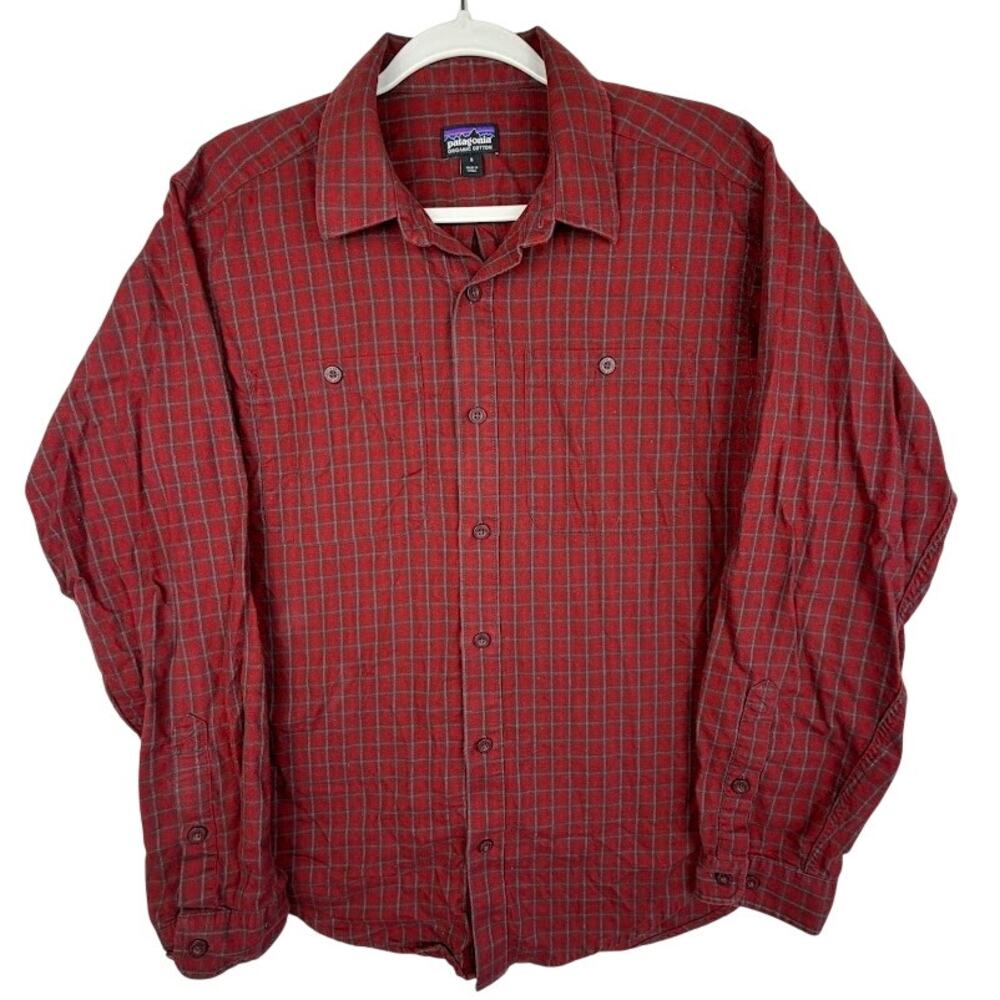 Patagonia Organic Cotton Plaid Shirt Mens S Red Button Up